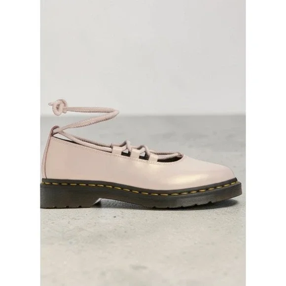 Dr Martens Elphie II Powder Pink Iridescent Leather Ballet Flat Shoes Women's 9 - Picture 9 of 9